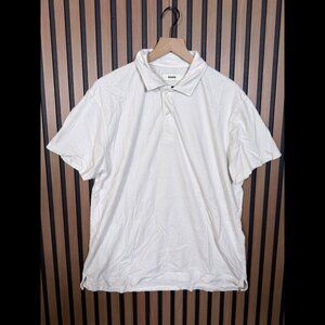 Buck Mason Polo Shirt XL Mens Ivory Short Sleeve Woven Cotton